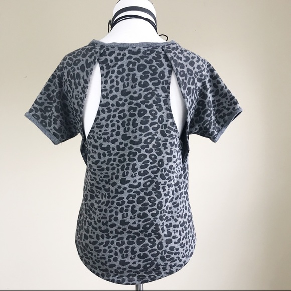 Piper Project Grey Leopard Print Cut Out Back Top - Picture 2 of 6